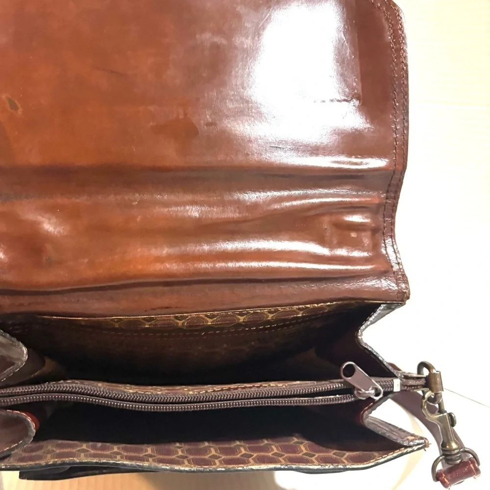 Vintage  unisex Elegant Brown Leather crossbody Men's Bag